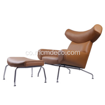 chaise longue in pelle di boi